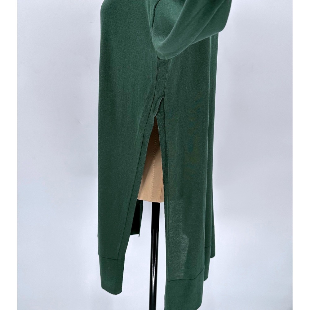 Lafayette 148 New York Forest Green V-Neck Tunic Sweater High Slit Cotton S - Picture 5 of 9